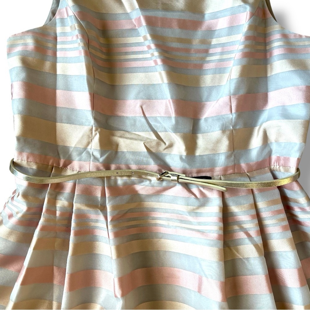 Jessica Howard Striped Sleeveless Dress with Belt - Picture 3 of 4